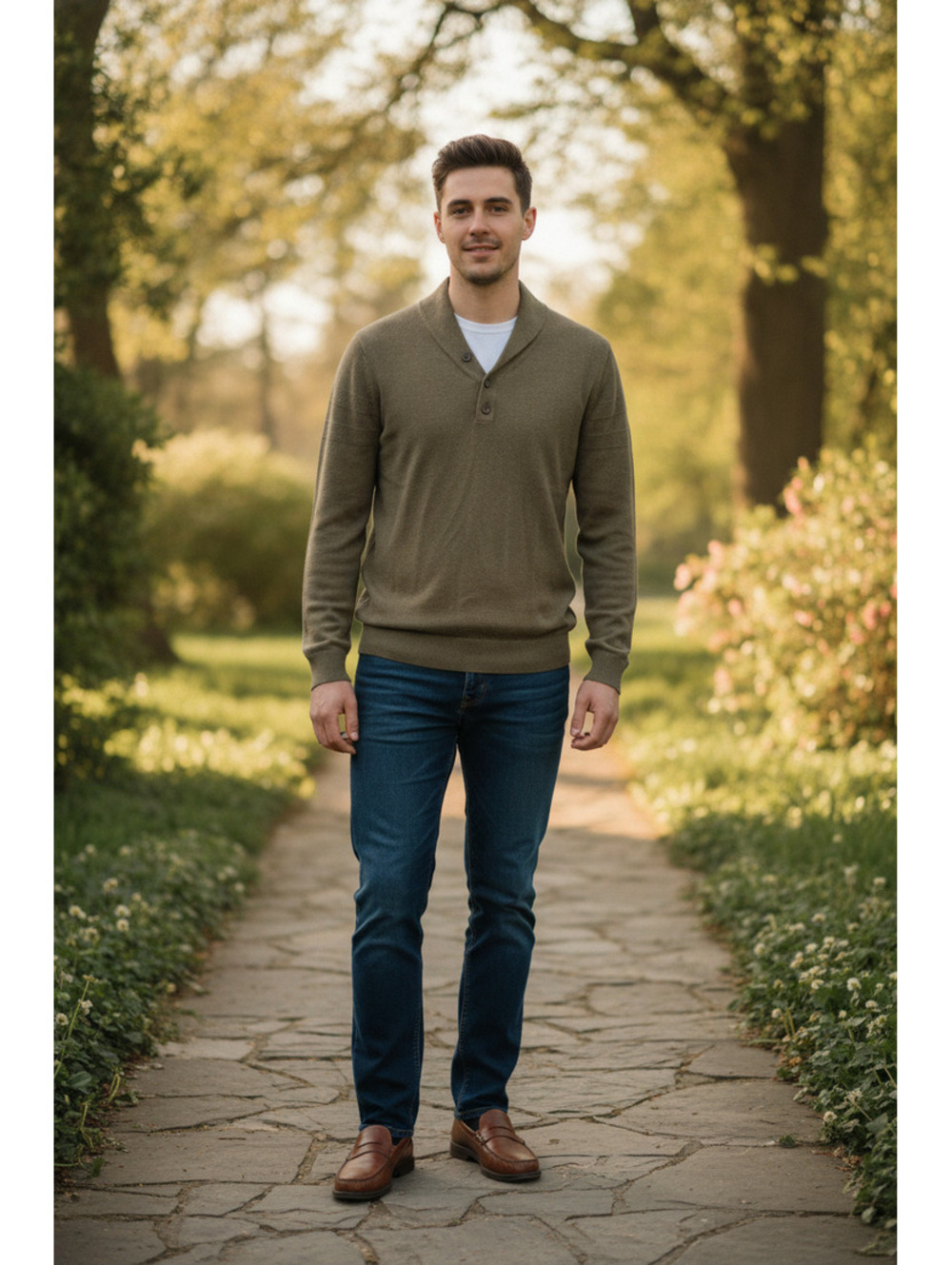 Banana Republic Men's Olive Green Pullover Sweater Medium